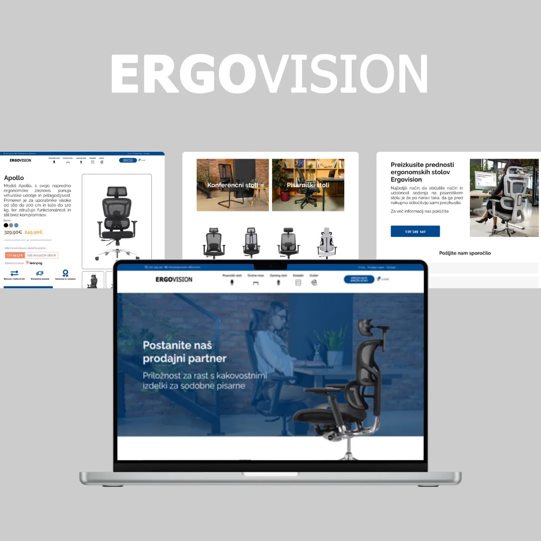 Ergovision website, product pages